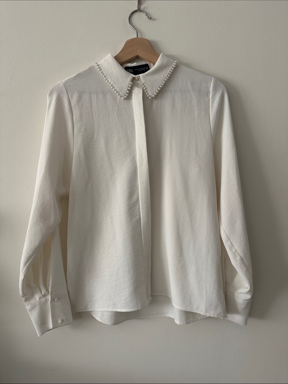 Ivory Pearl Collar Button-Front Blouse Women’s XS